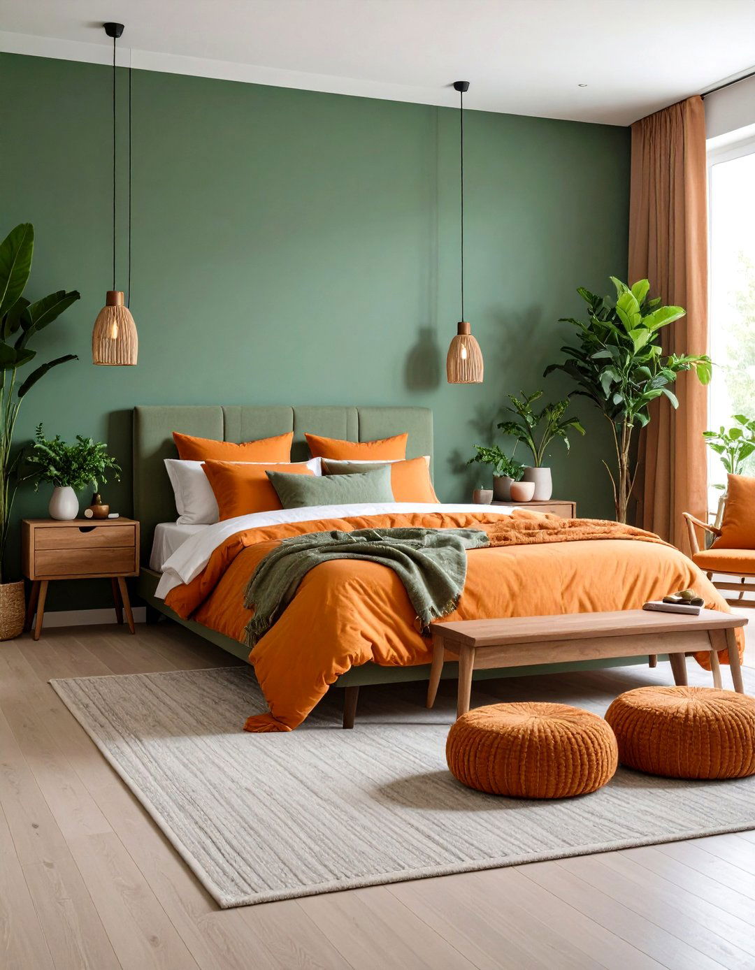 Orange and Green Bedroom Nature - 24 Orange Room Ideas