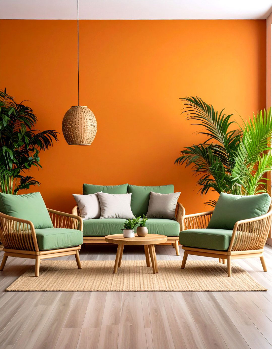 Orange and Green Tropical Vibrance - 24 Two Colour Combination for Living Room