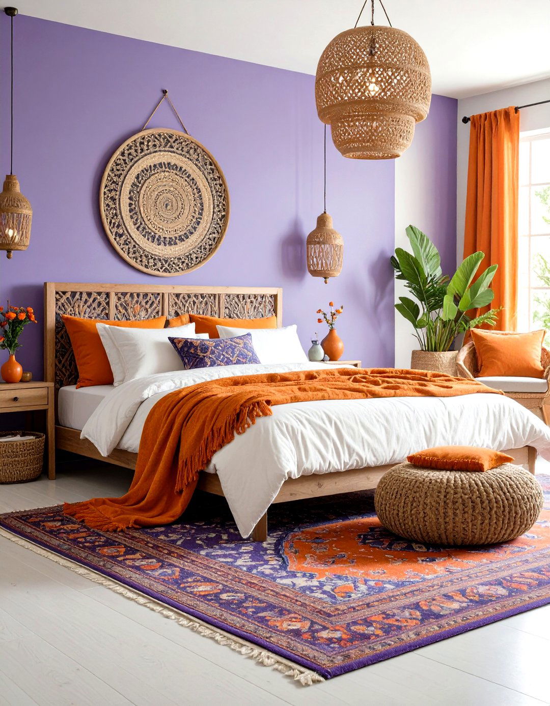 Orange and Purple Eclectic Bedroom Combinations - 24 Orange Bedroom Ideas