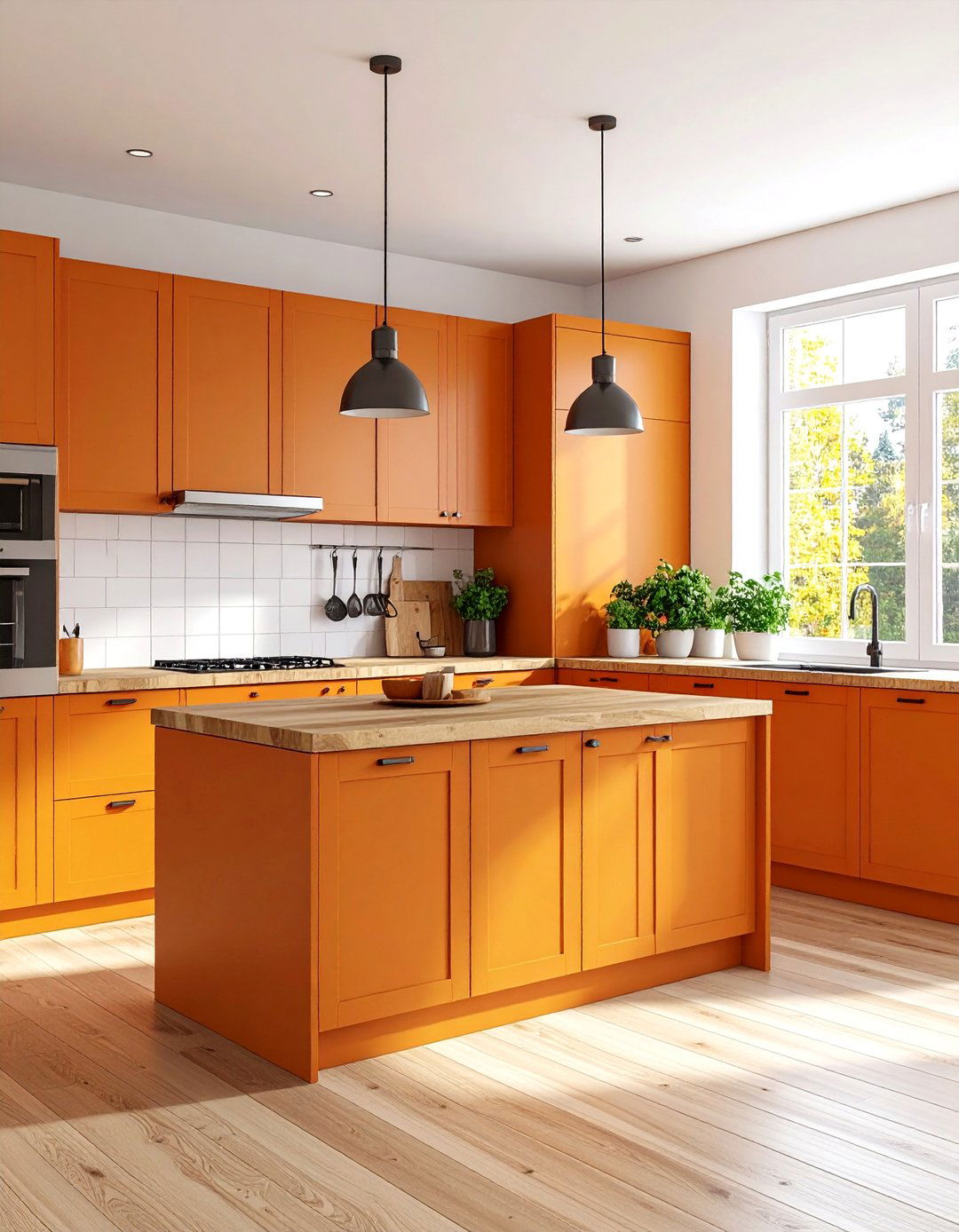 Orange and Wood Natural Combination - 24 Burnt Orange Kitchen Ideas