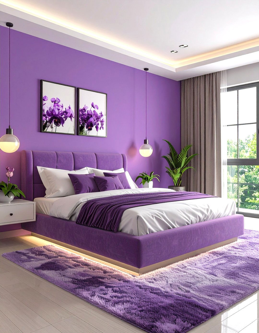 Orchid Contemporary Bedroom Suite - 24 Purple Bedroom Ideas