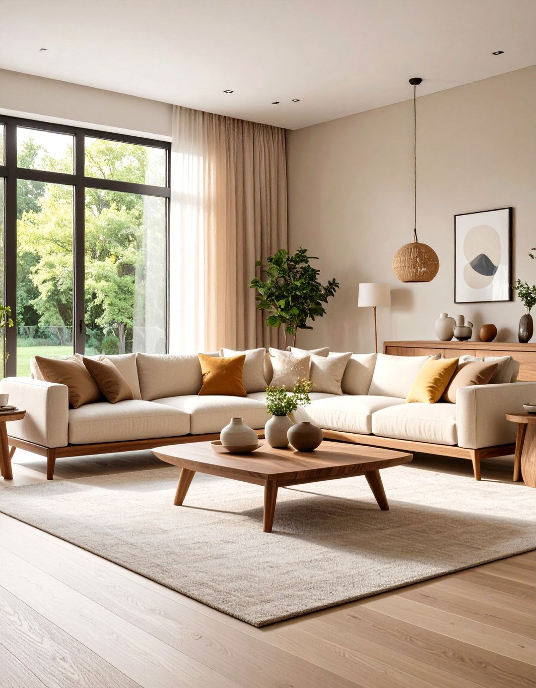 Organic Modern Living Room with Wood Accents - 24 Natural Living Room Ideas