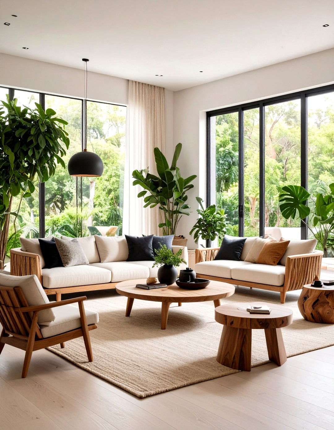 Organic Modern Living Room - 24 Cream and Black Living Room Ideas