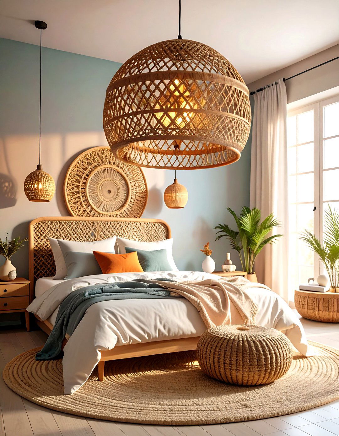Organic Rattan Chandelier Design - 24 Bedroom Lighting Ideas