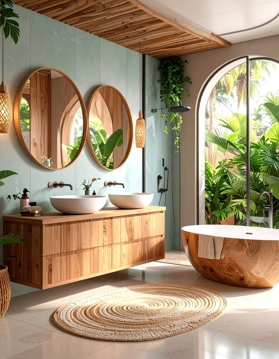 Organic Shape Bathroom with Curved Elements - 24 Japandi Bathroom Ideas