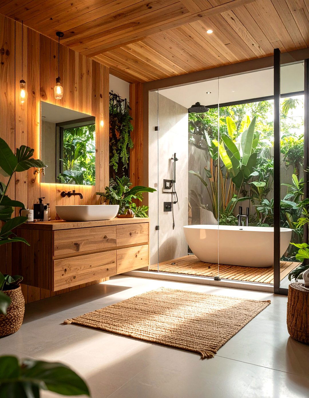 Organic Wood Accent Integration - 24 Elegant Bathroom Decor Ideas