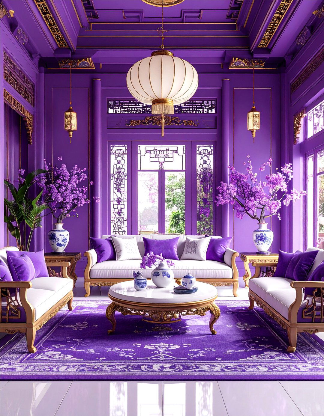 Oriental Royal Purple Living Room - 24 Royal Living Room Design Ideas