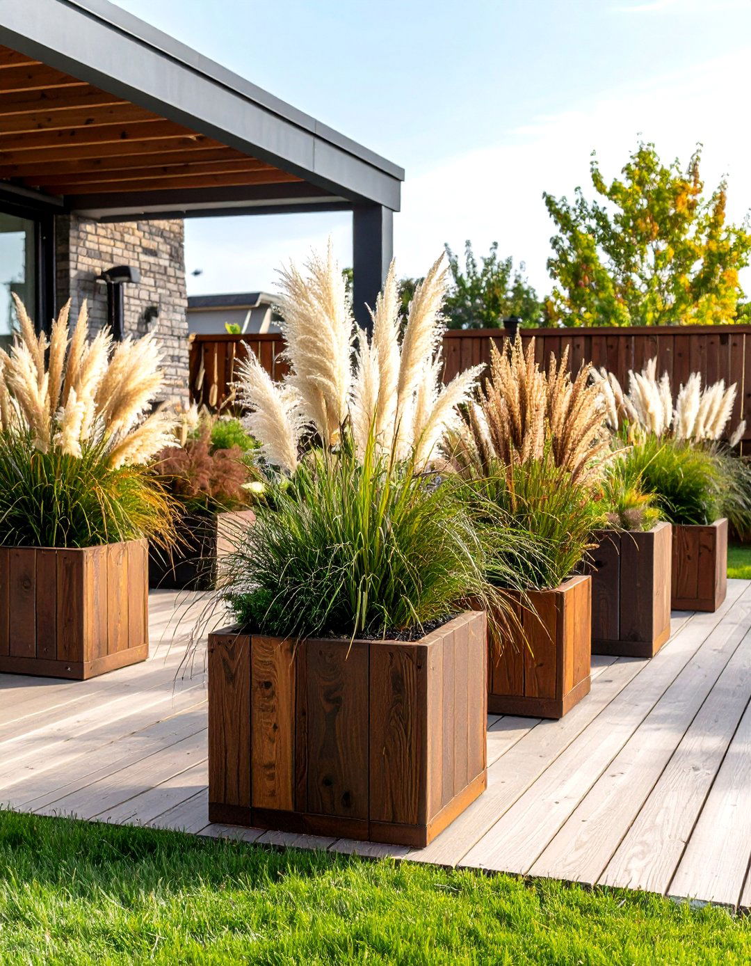 Ornamental Grass Movement Garden - 24 Deck Decorating Ideas With Plant