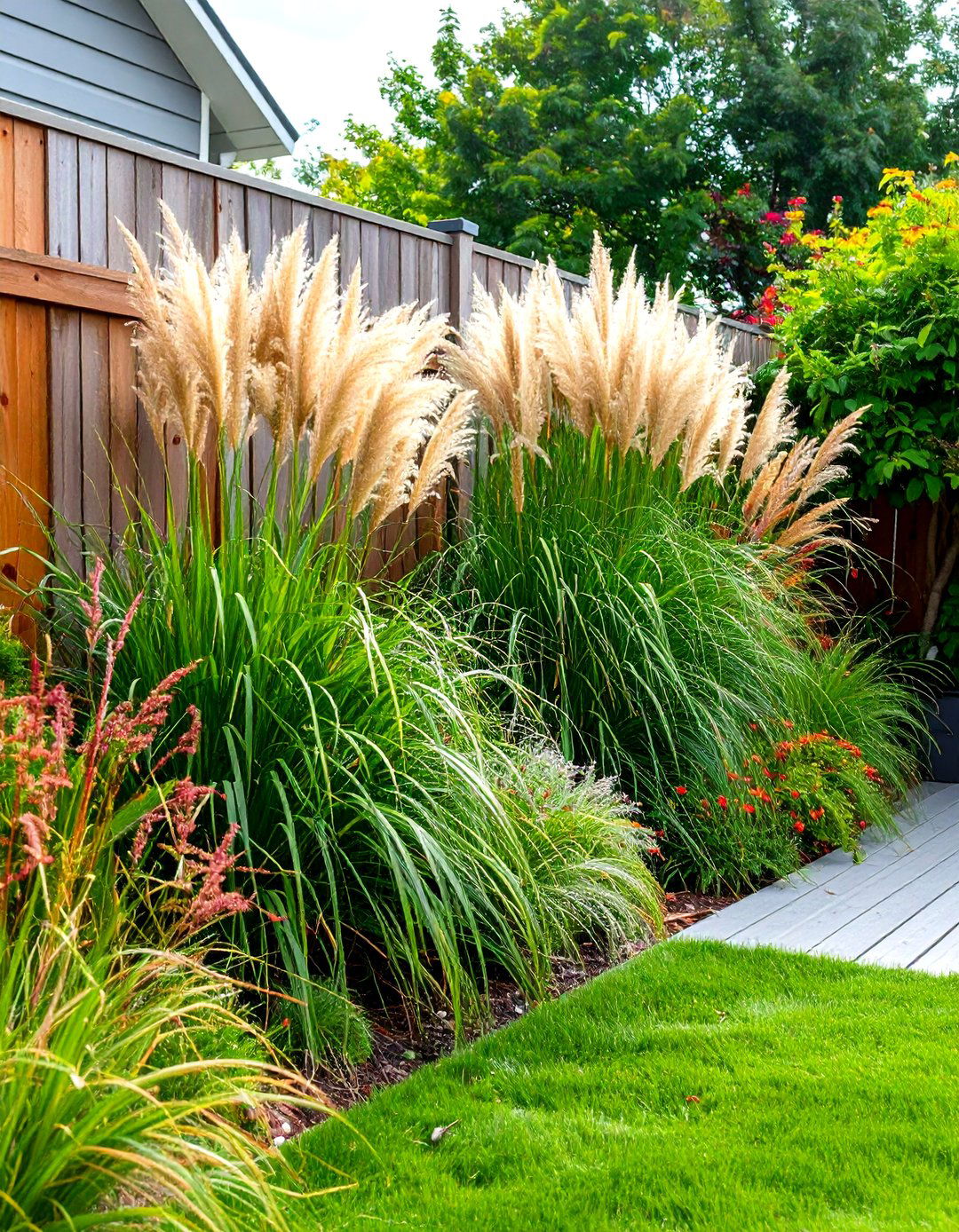 Ornamental Grass Privacy Screening - 24 Deck Privacy Ideas