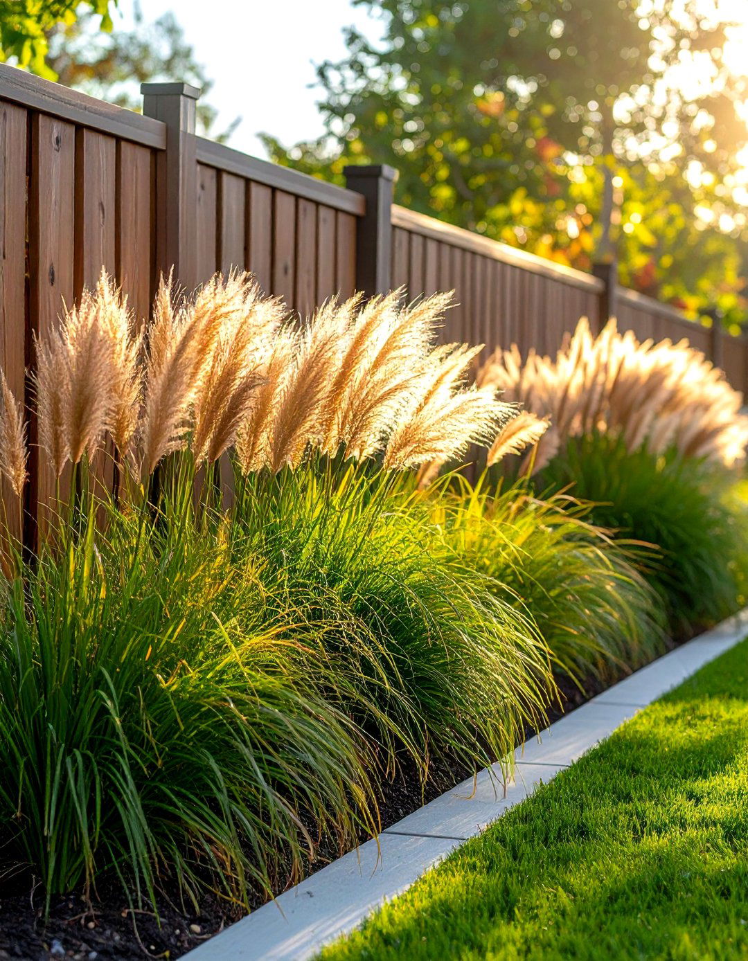 Ornamental Grass Screen - 24 Simple Fence Line Landscaping Ideas