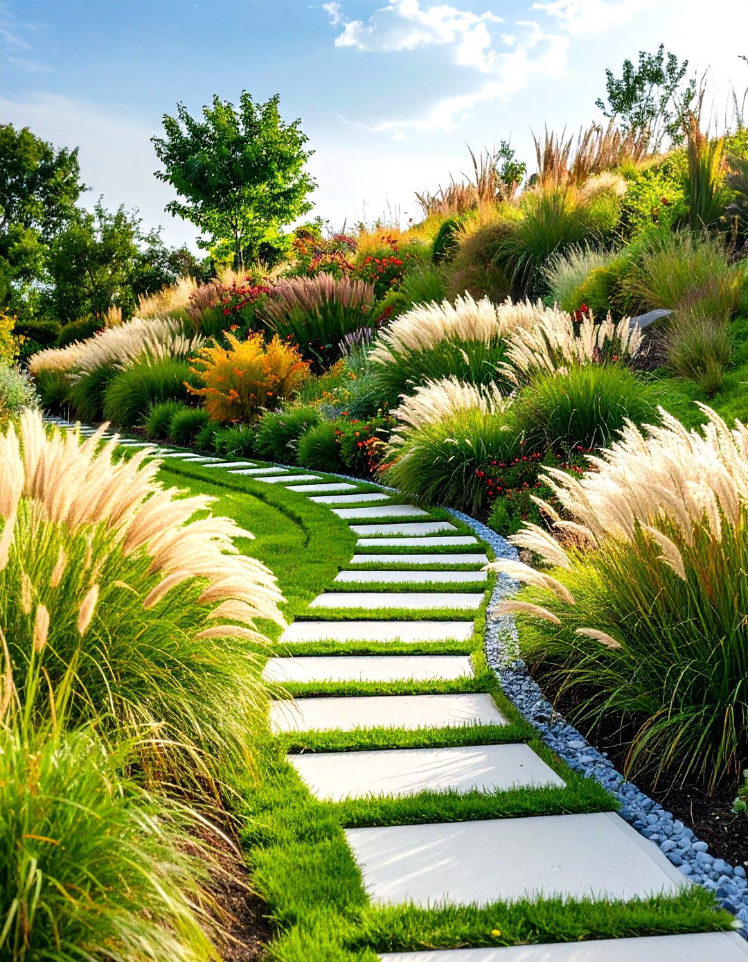 Ornamental Grass Slope Gardens - 24 Sloped Garden Ideas