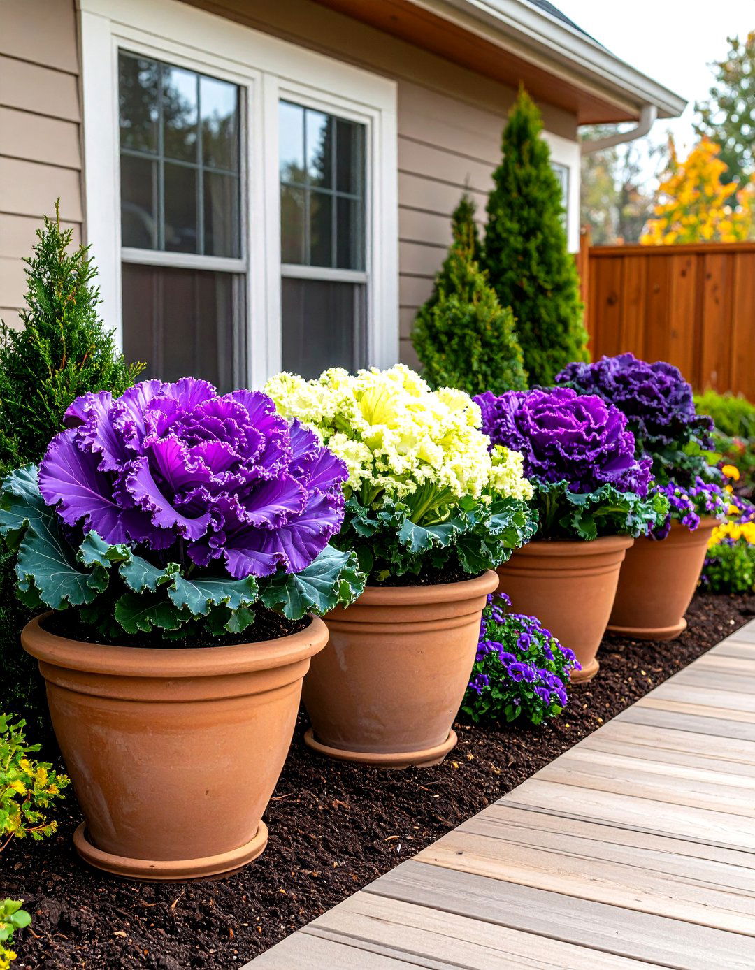 Ornamental Kale Centerpiece Garden - 24 Fall Planter Ideas
