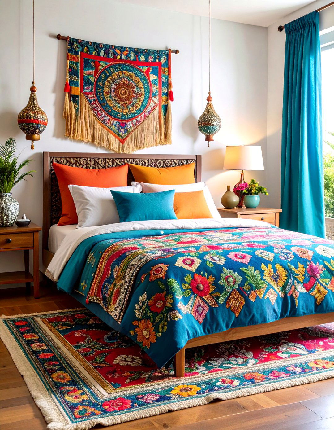Otomi Embroidered Textile Bedding - 24 Mexican Bedroom Ideas