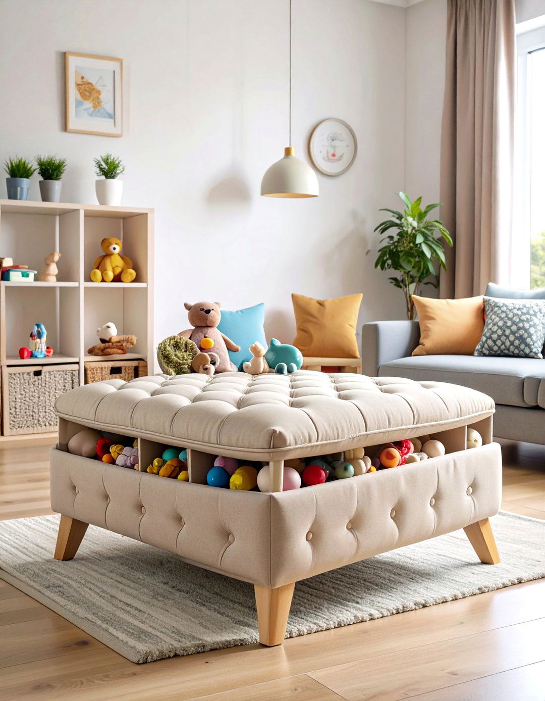 Ottoman Storage Benches - 24 Living Room Toy Storage Ideas