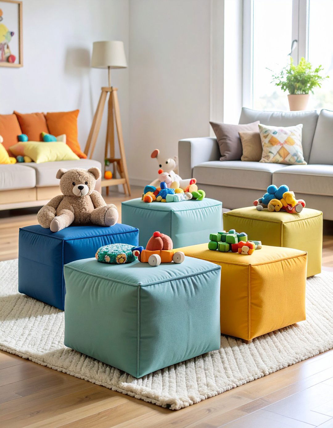 Ottoman Storage Cubes - 24 Playroom Storage Ideas
