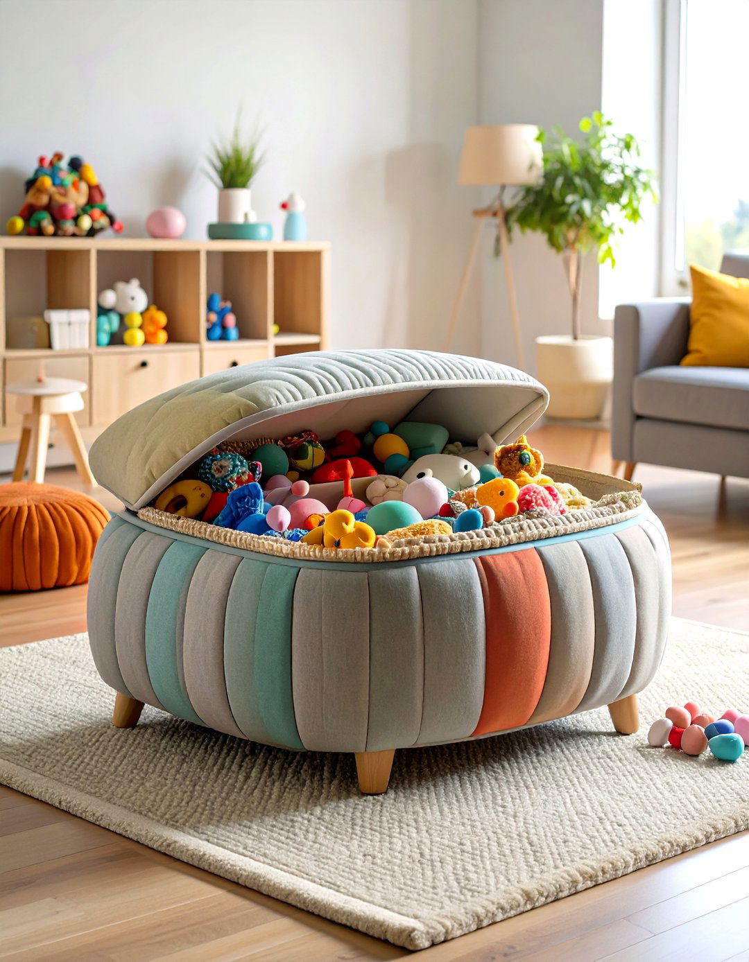 Ottoman Storage Seating - 24 Toy Storage Ideas