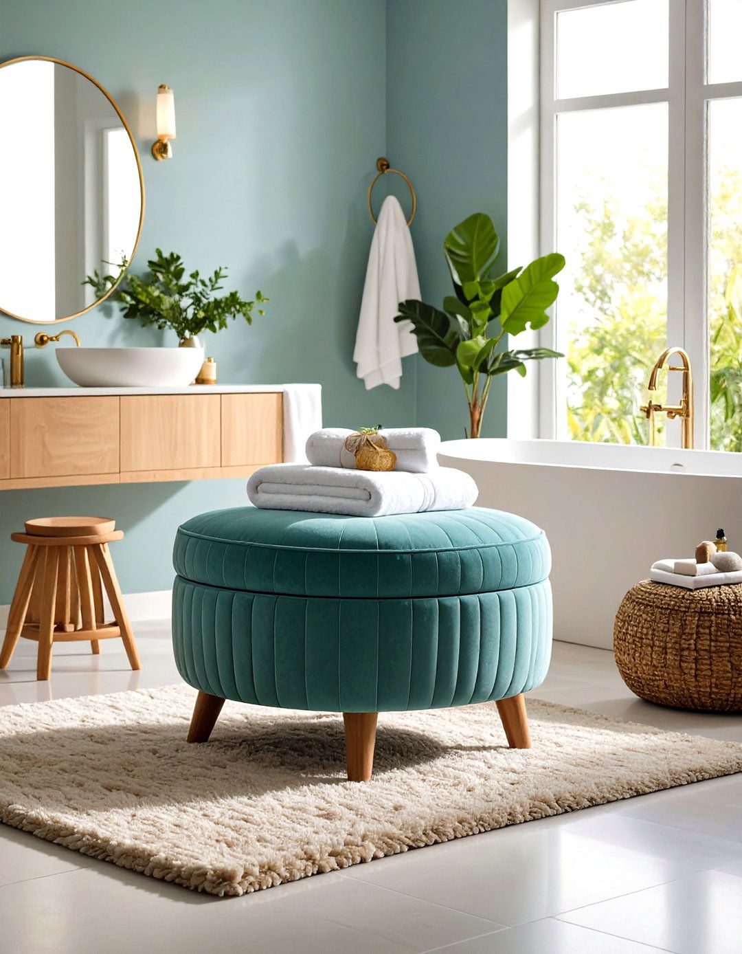 Ottoman Storage Solution - 24 Towel Display Ideas