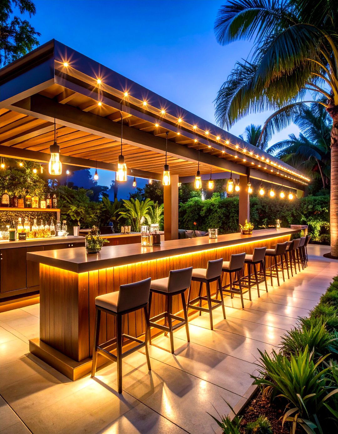 Outdoor Bar Lighting with Entertainment Integration - 24 Outdoor Lighting Ideas