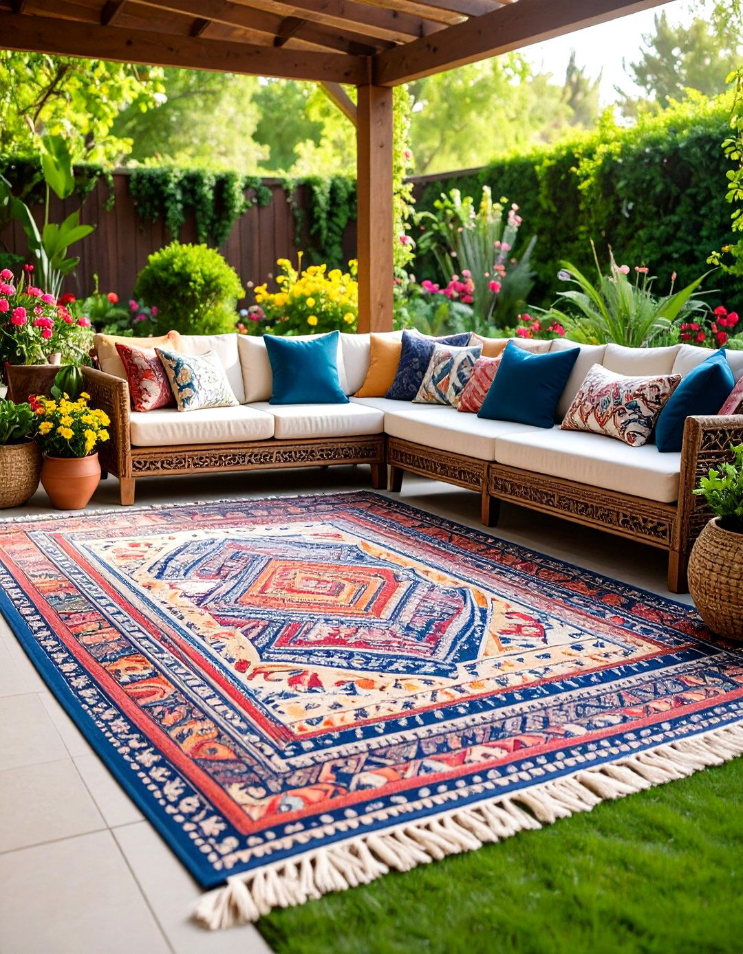 Outdoor Boho Patio Paradise - 24 Boho Rug Ideas