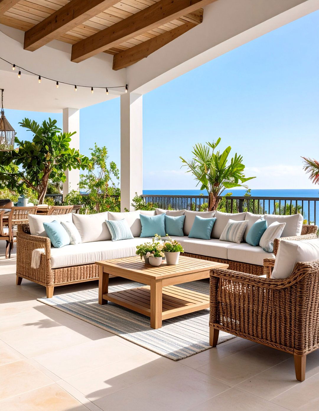 Outdoor Coastal Patio Living - 24 Beach House Decor Ideas