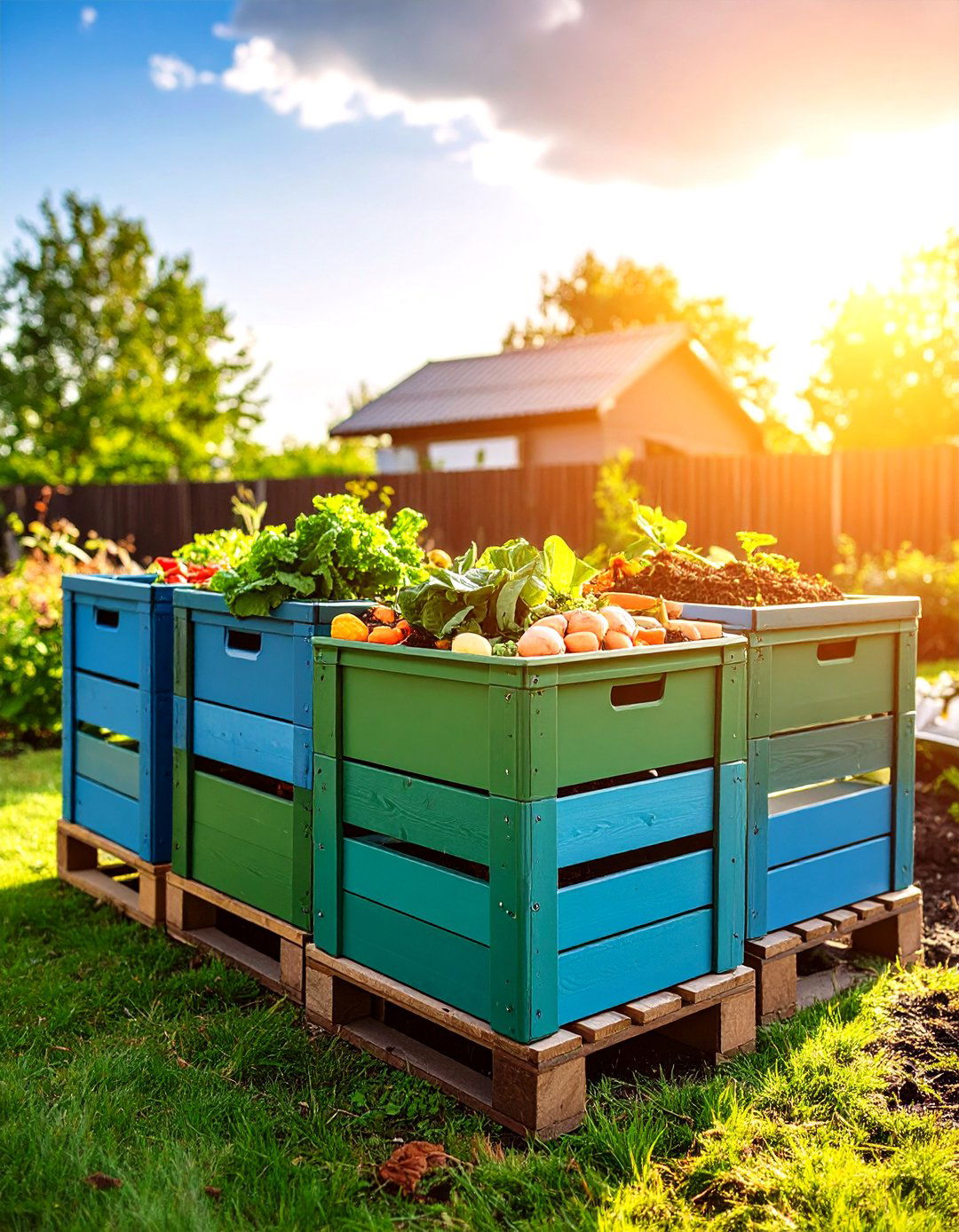 Outdoor Composting Bin System - 24 Milk Crate Storage Ideas
