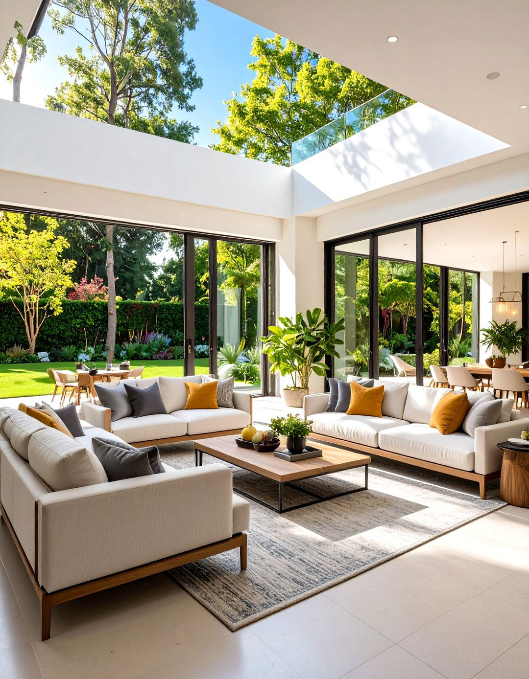 Outdoor Connection Courtyard Living Room - 24 Mansion Living Room Ideas