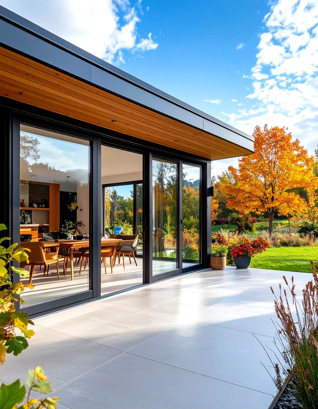 Outdoor Connection with Folding Glass Doors - 24 One Room Cabin Interior Design Ideas