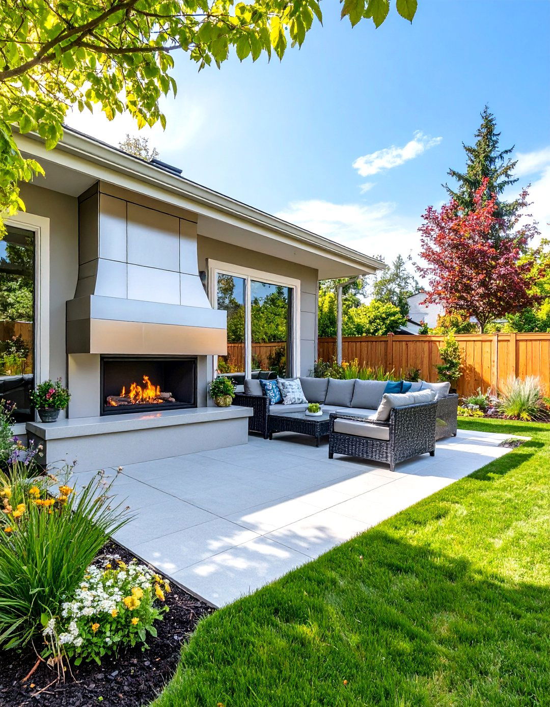 Outdoor Corner Patio Fireplace Design - 24 Corner Gas Fireplace Ideas