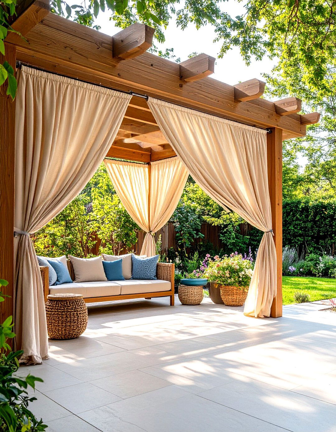 Outdoor Curtain Systems - 24 Privacy Patio Ideas