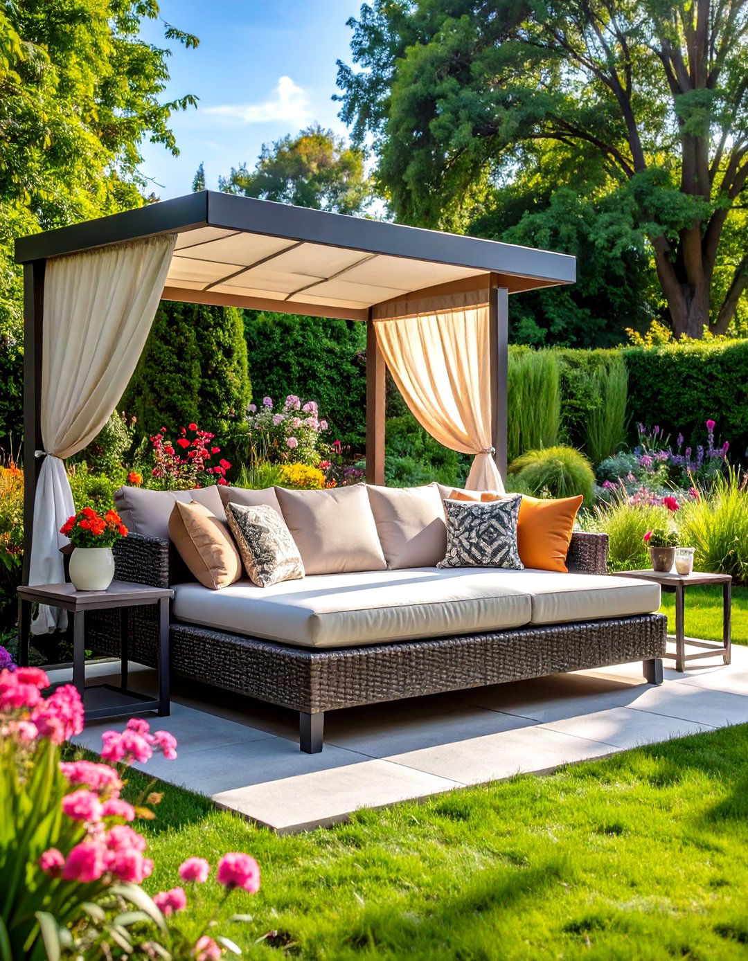 Outdoor Daybed with Retractable Canopy - 24 Garden Furniture Ideas
