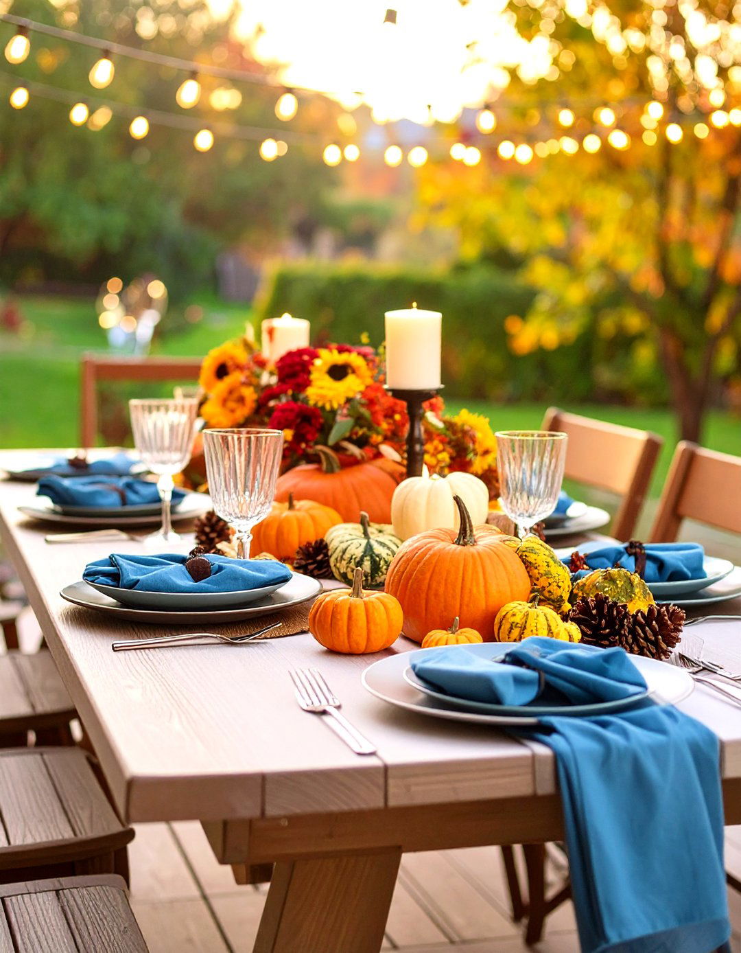 Outdoor Dining Fall Tablescape - 24 fall outdoor decorating ideas