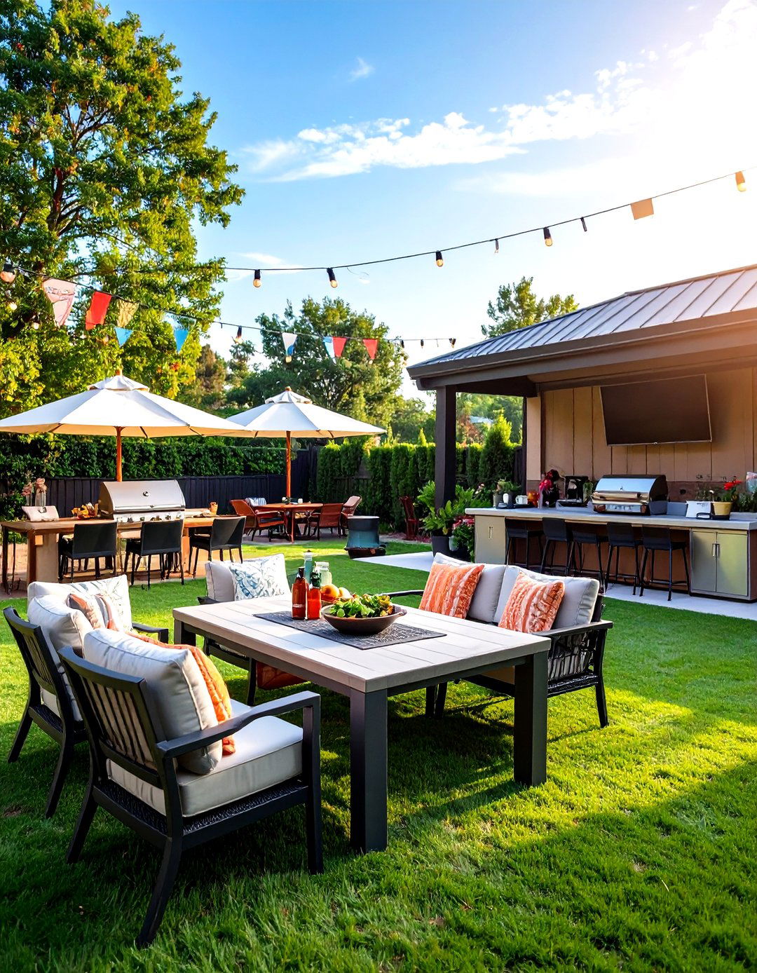 Outdoor Football Tailgate Patio Design - 24 Football Room Decor Ideas