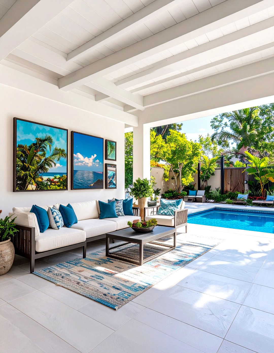 Outdoor Gallery Wall with Weatherproof Art Prints - 24 Outdoor Wall Decor Ideas