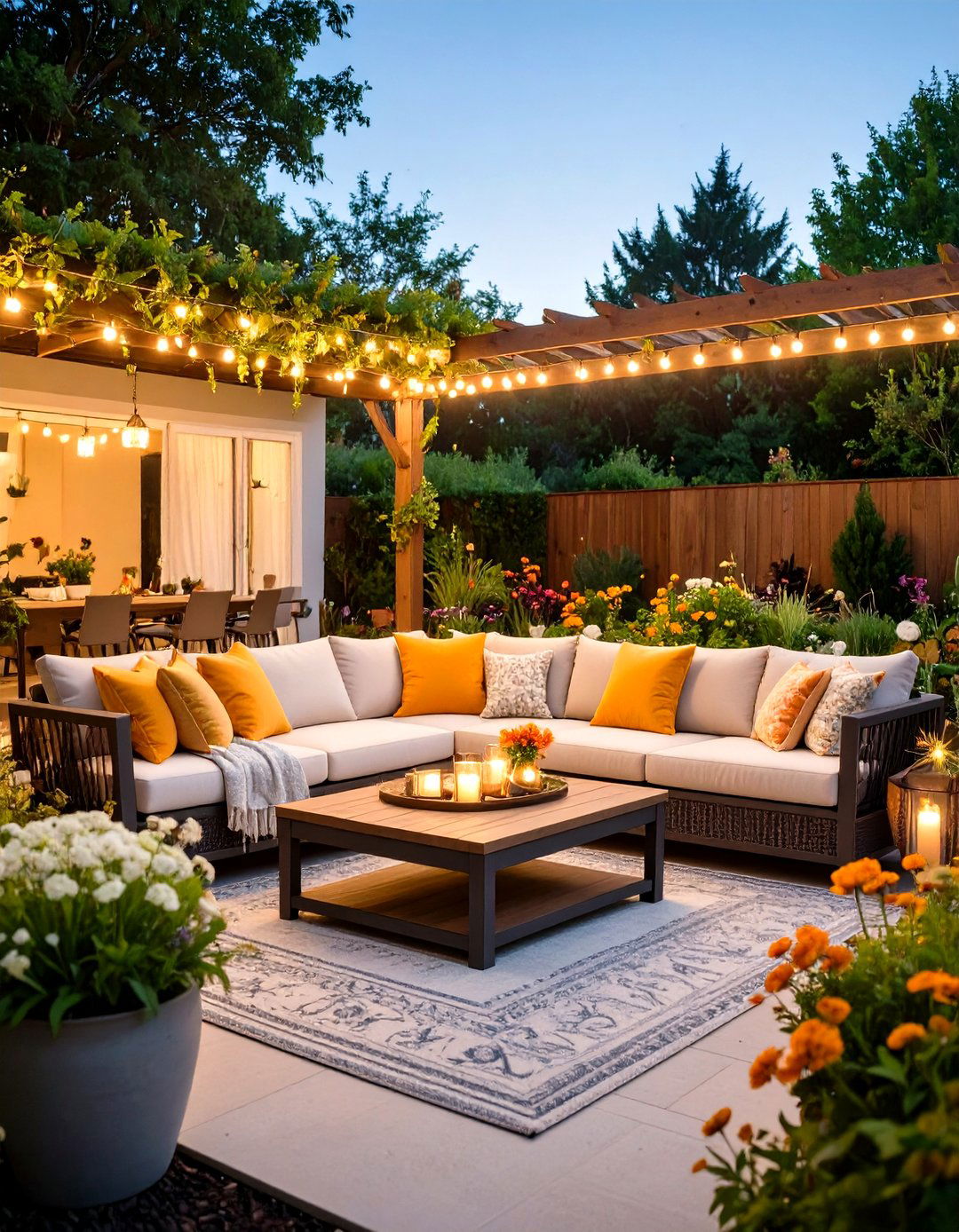Outdoor Green Orange Patio Living Room - 24 Green and Orange Living Room Ideas
