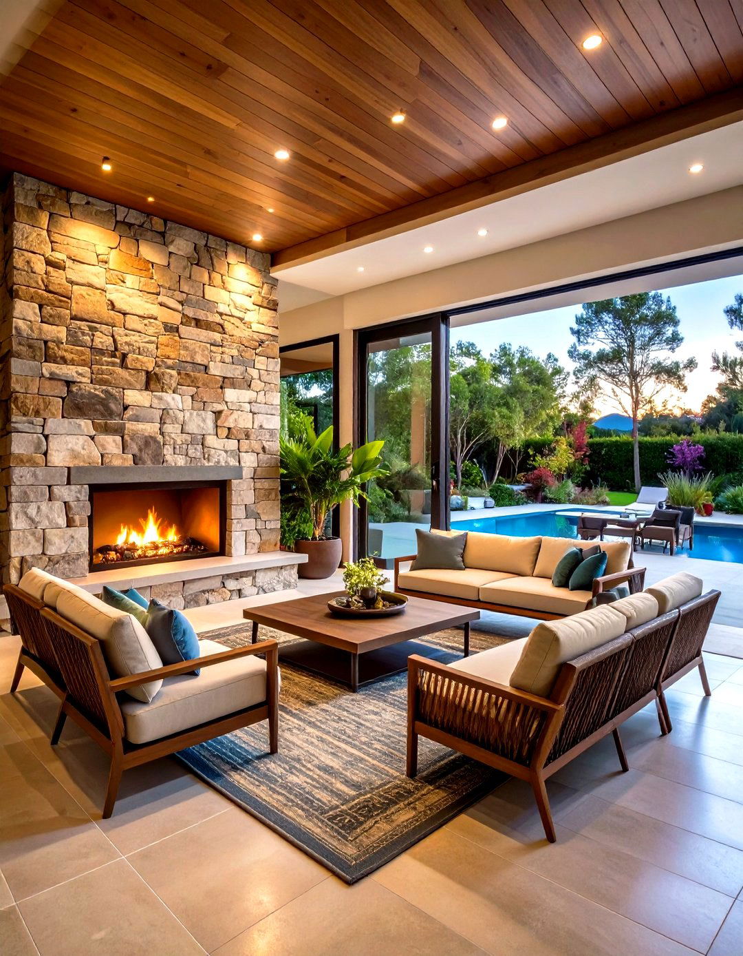 Outdoor Indoor Connection Style - 24 Living Room Fireplace Ideas