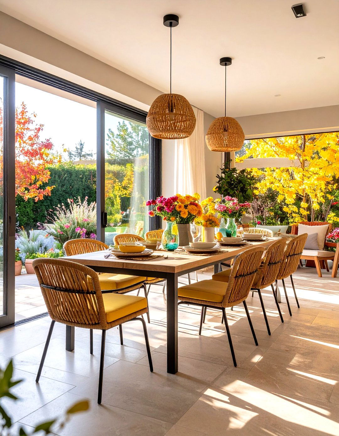 Outdoor Indoor Neutral Space - 24 Neutral Dining Room Ideas