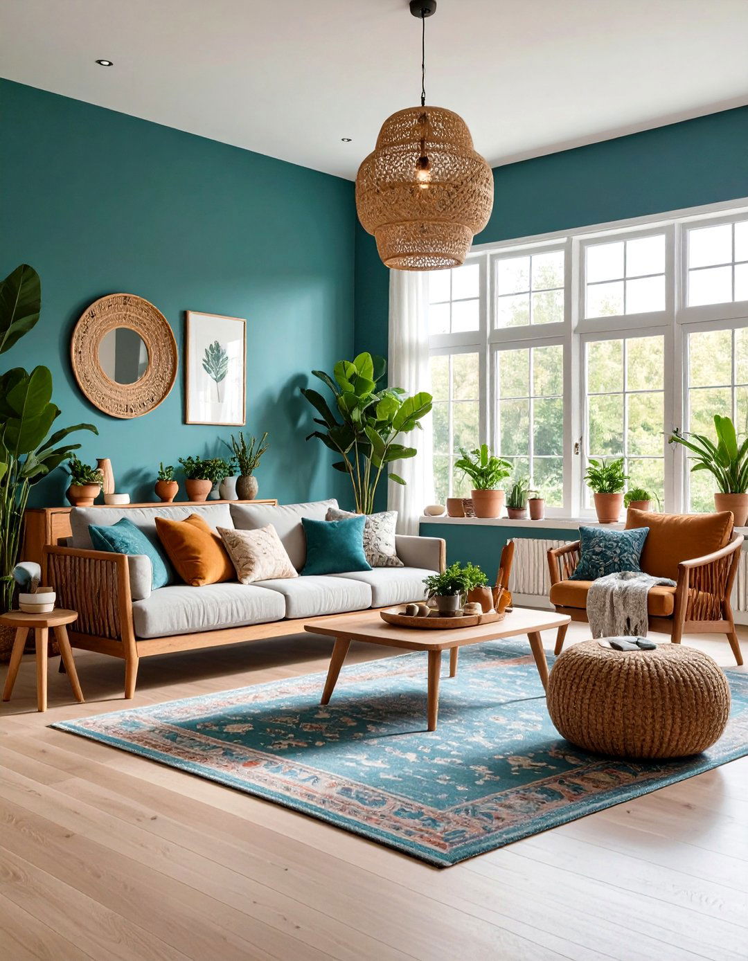 Outdoor Indoor Teal Connection - 24 Teal Living Room Ideas