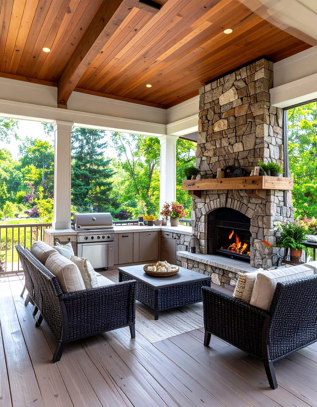 Outdoor Kitchen Fireplace Combination - 24 Porch Fireplace Ideas