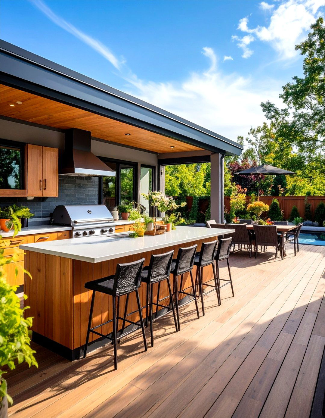 Outdoor Kitchen Integration Zones - 24 Deck Decorating Ideas