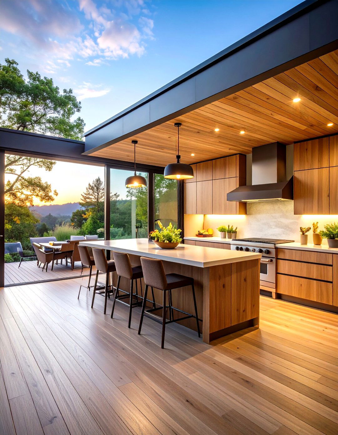 Outdoor Kitchen Integration with Seamless Indoor Connection - 24 Modern Kitchen Ideas