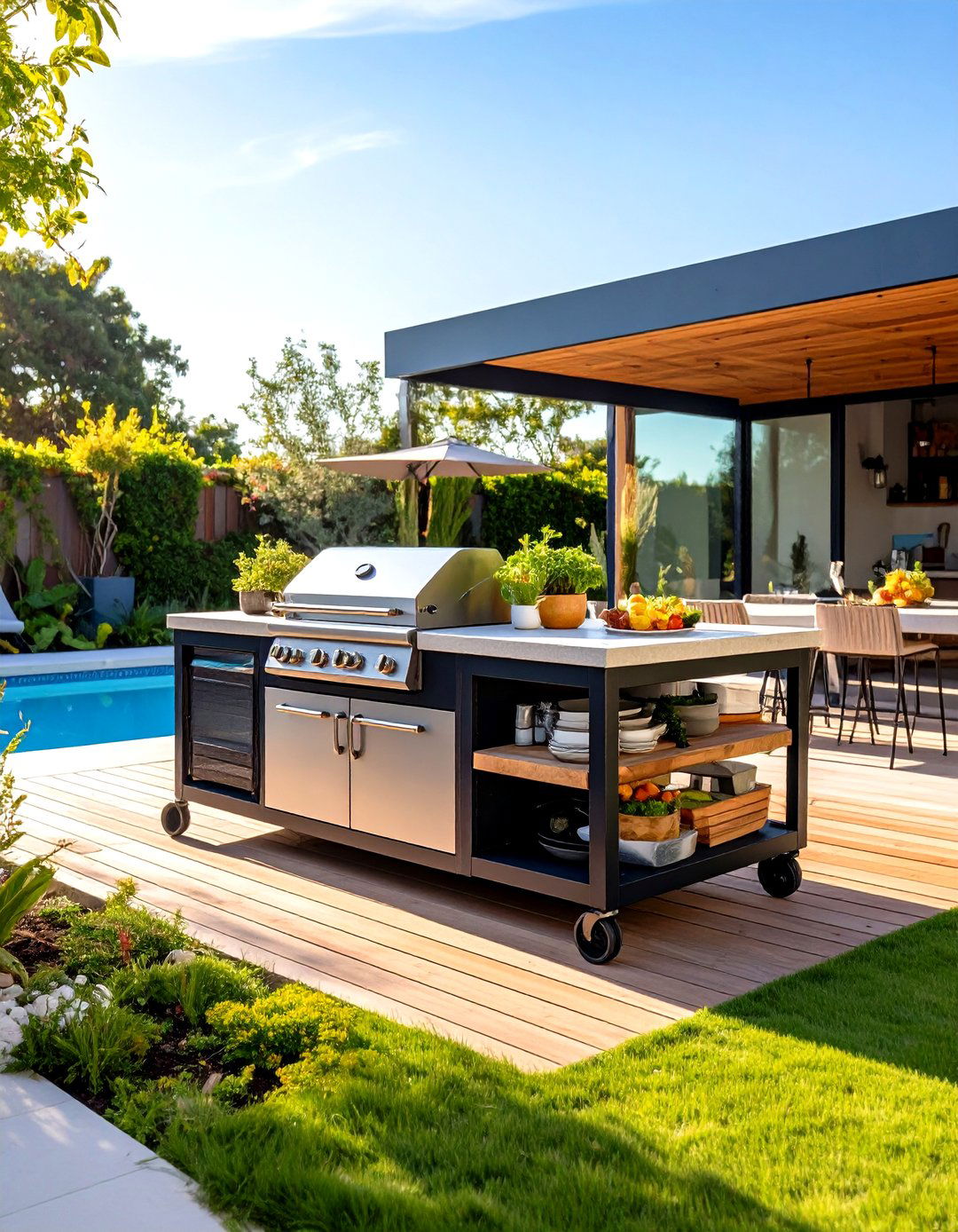 Outdoor Kitchen Island Carts - 24 Pool Furniture Ideas