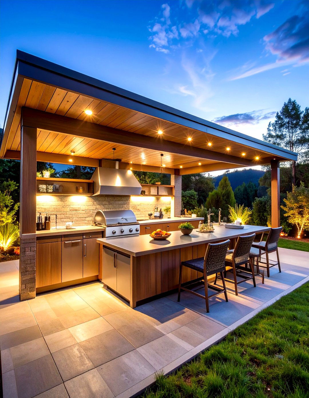 Outdoor Kitchen Pavilion with Built in Grilling Station - 24 patio with a gazebo ideas