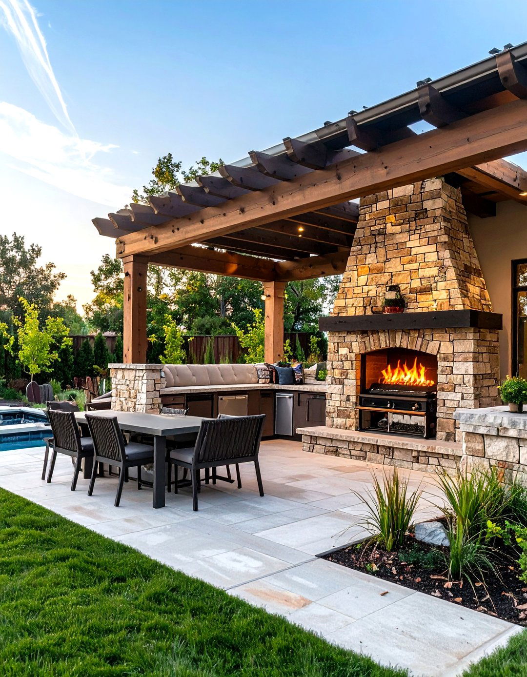 Outdoor Kitchen Stacked Stone Fireplace - 24 Stacked Stone Fireplace Ideas