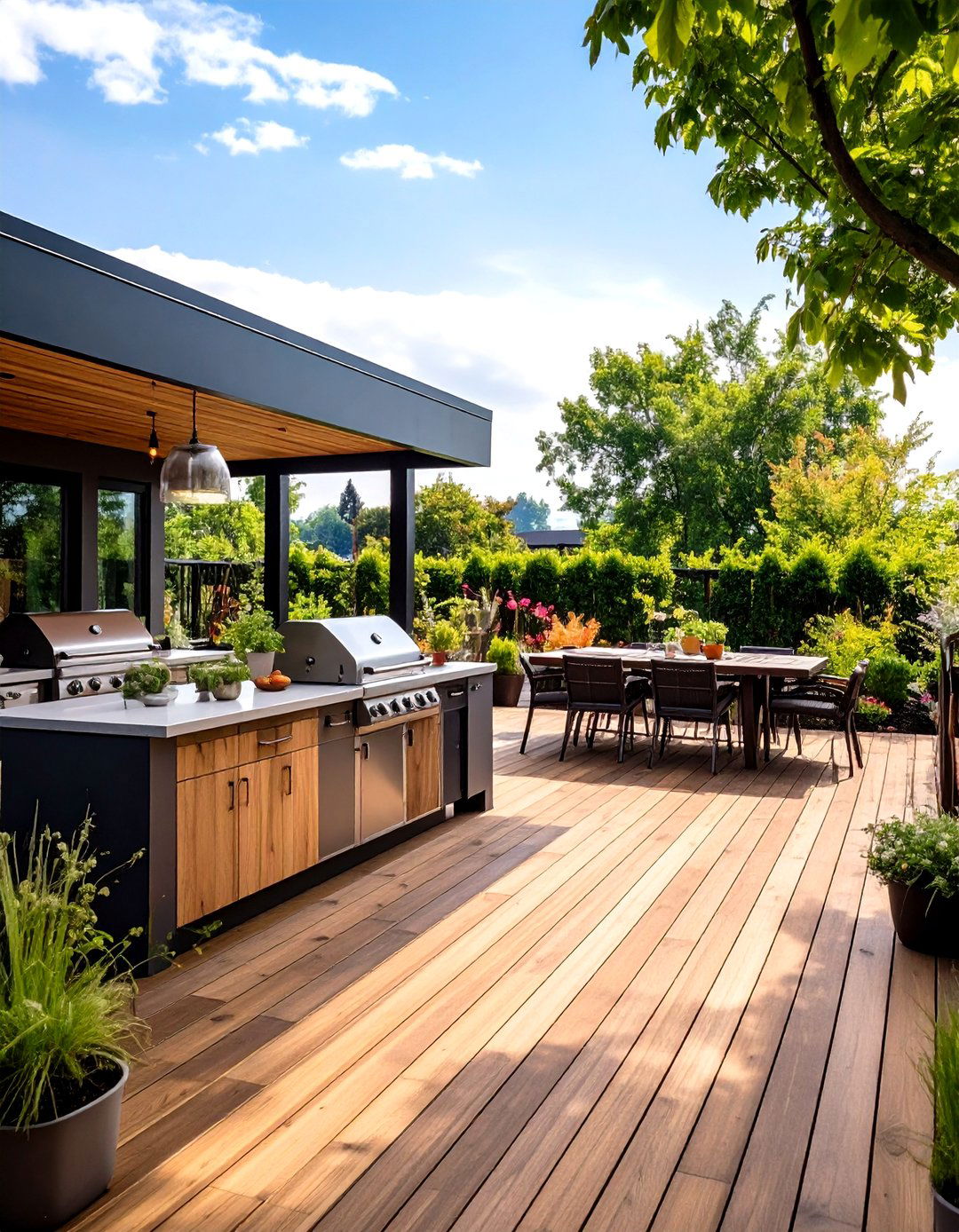Outdoor Kitchen Wood Deck Hub - 24 Wood Deck Ideas
