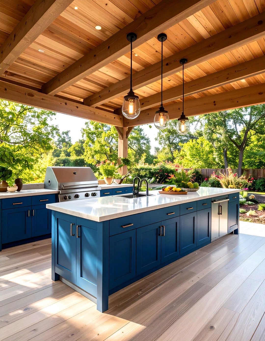Outdoor Kitchen and Dining Area - 24 Under Deck Landscaping Ideas