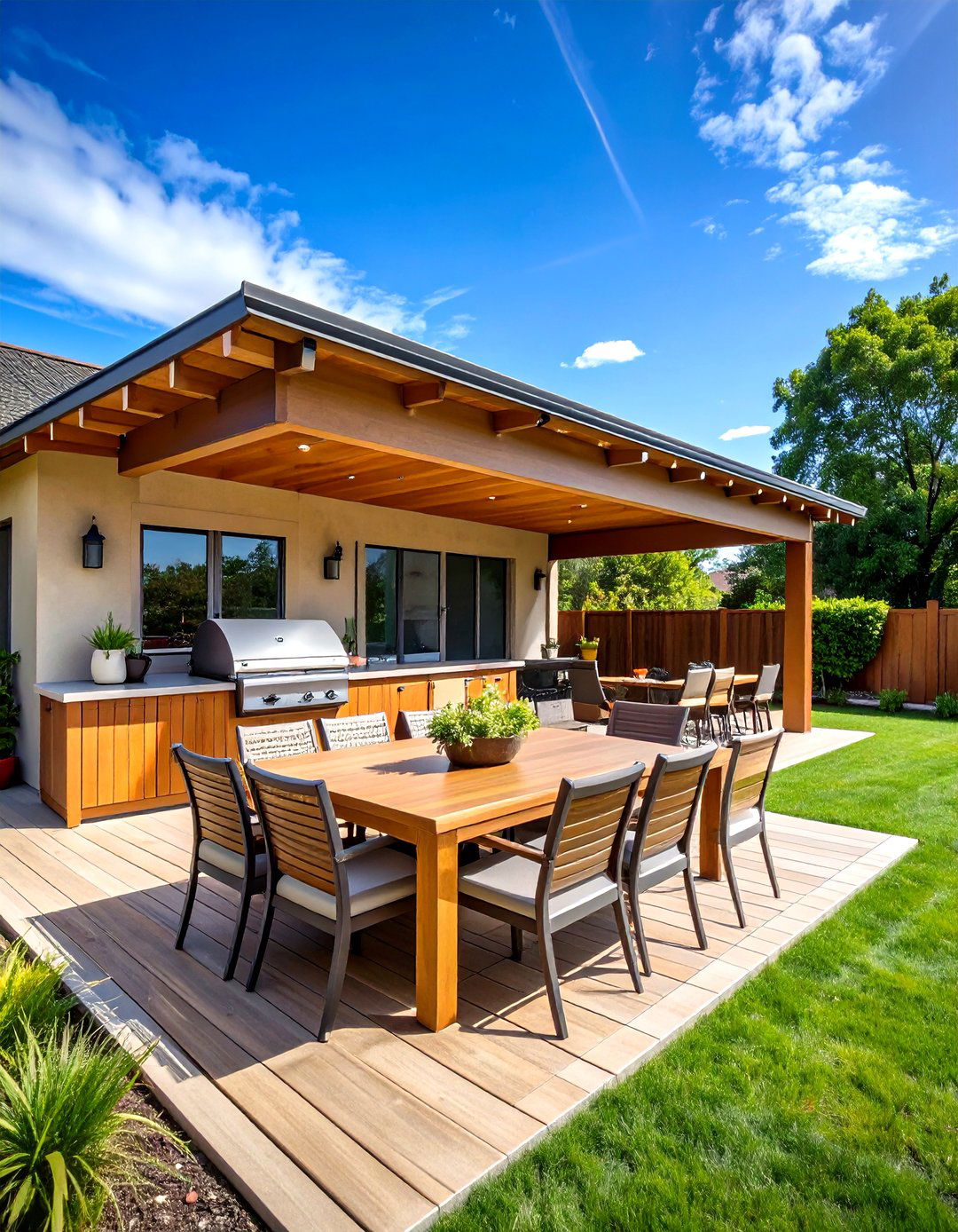 Outdoor Kitchen and Dining Pavilion - 24 Large Backyard Ideas