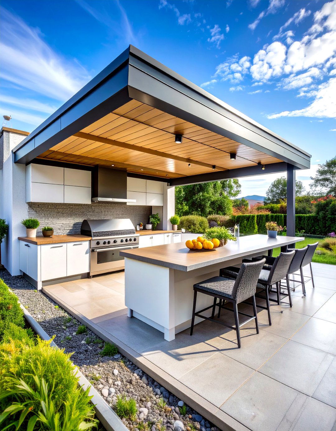 Outdoor Kitchen with Retractable Roof System - 24 Outdoor Kitchen Designs