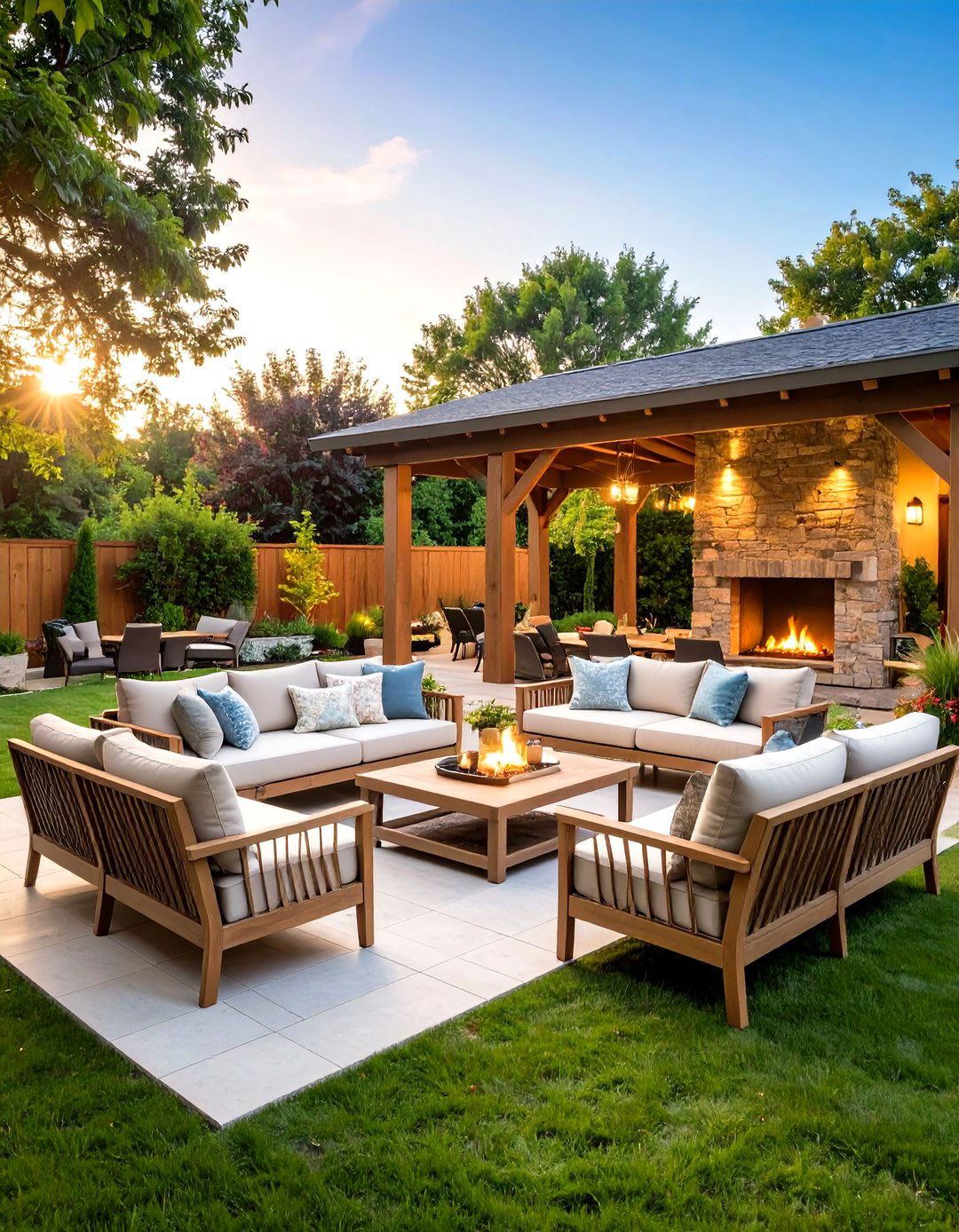 Outdoor Living Room Complex - 24 Large Backyard Landscaping Ideas