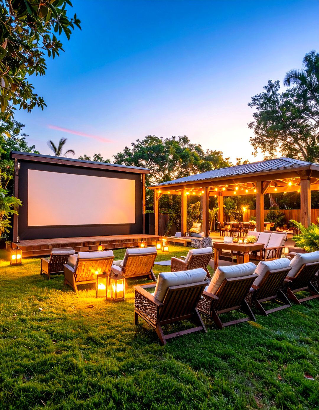 Outdoor Movie Theater Setup - 24 Florida Backyard Ideas