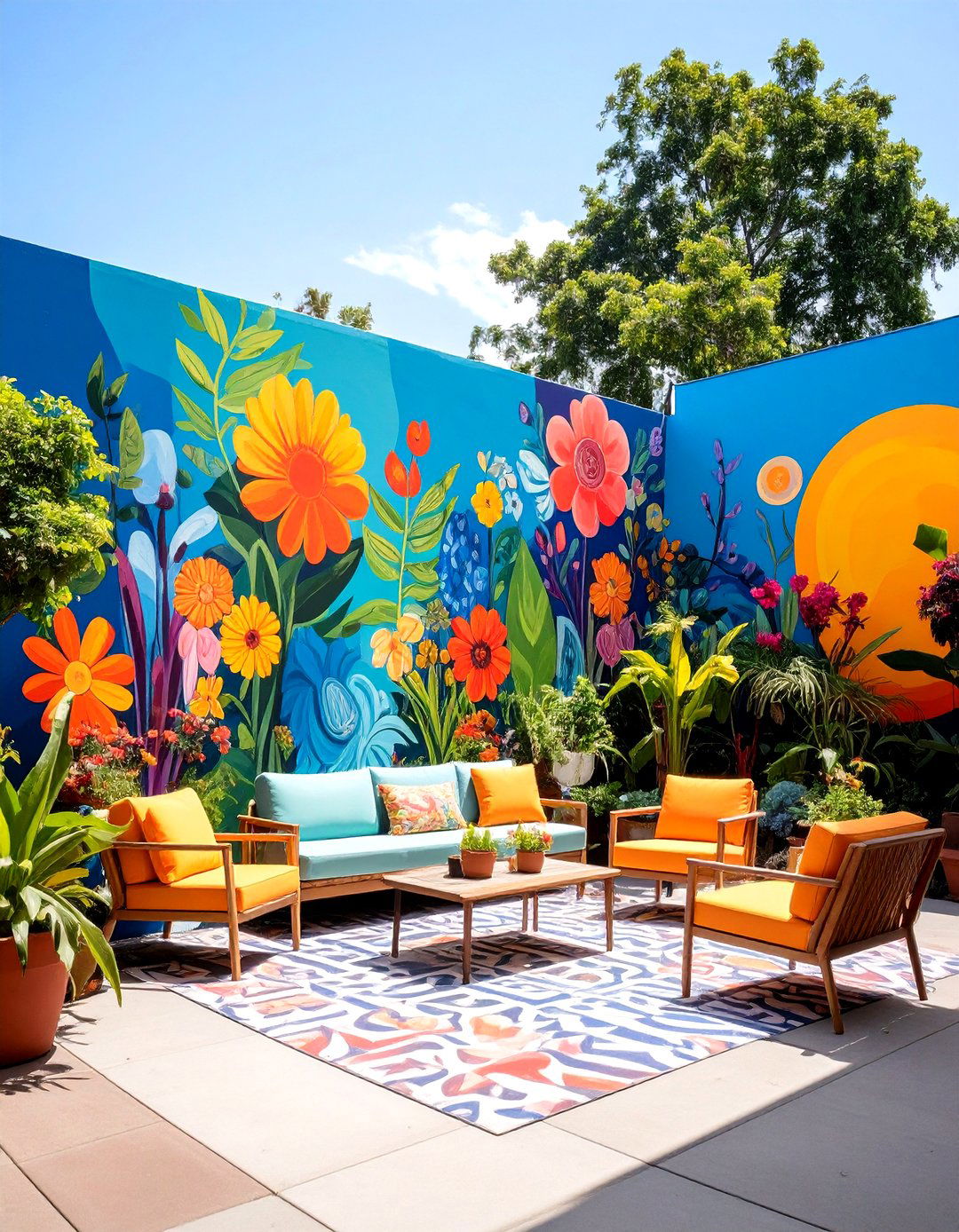 Outdoor Mural Statement Walls - 24 Patio Wall Ideas